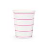 Daydream Society Frenchie Striped - 9-oz Paper Cups - Party Cups with Cerise Pink Stripes - Pack of 8 Disposable Cups - Easy to Mix and Match - Paper Coffee Cups to Suit All Occasions view 1