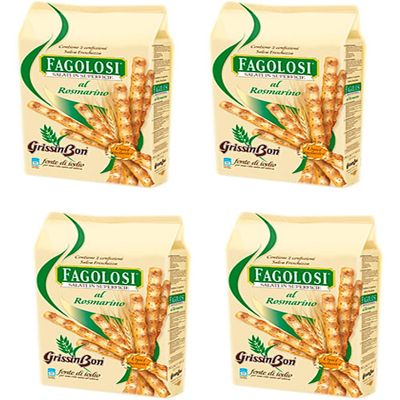 Grissin Bon: "Fagolosi" Salted Italian Breadsticks, Rosemary Taste - 8.45oz(250g) Packages (Pack of 4)