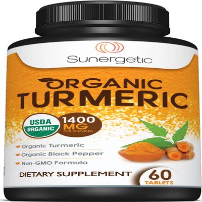 USDA Certified Organic Turmeric Supplement  Includes Organic Turmeric & Organic Black Pepper  1,400mg of Turmeric per Serving - 60 Count (Pack of 1)