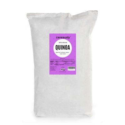 CEREAUSLY Organic Black Quinoa  Premium Royal Quinoa from Bolivia  Kosher and Non-GMO Quinoa Bulk  Vegan and Gluten-Fee Cooking Quinoa  25 LB