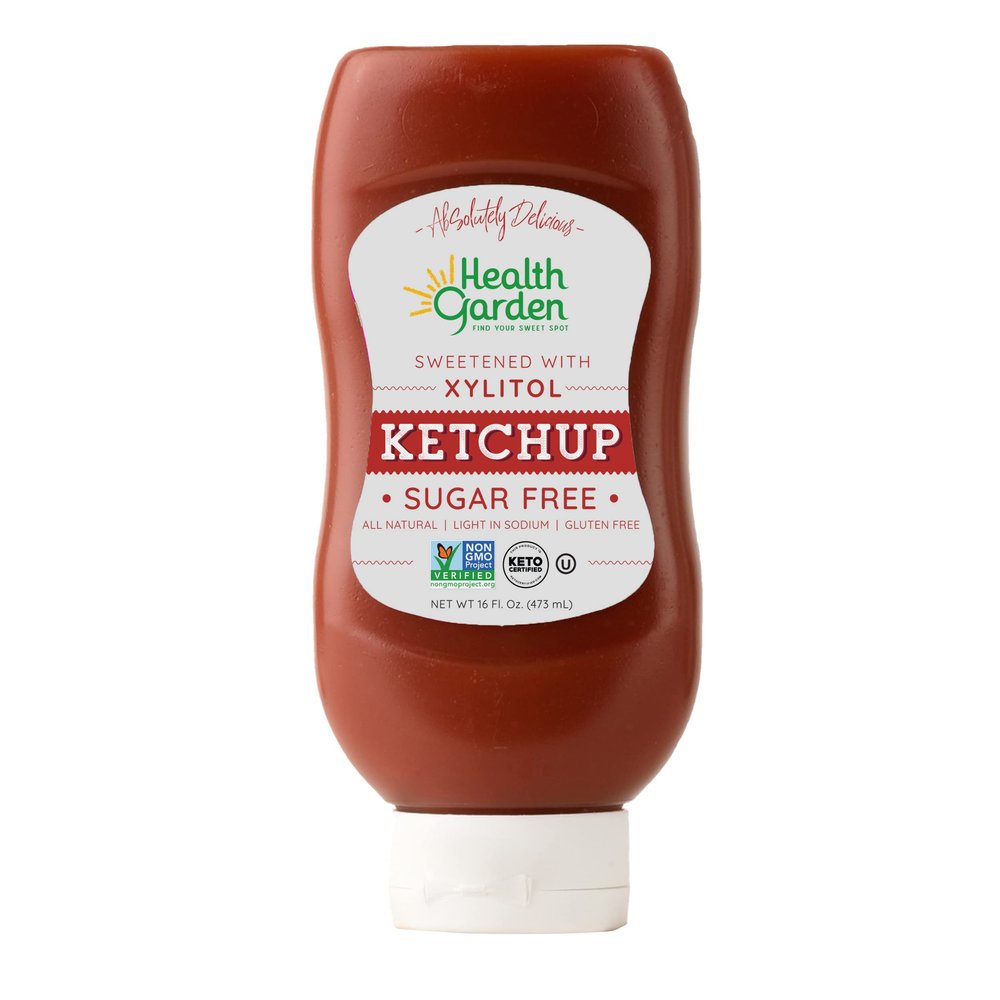 Health Garden Xylitol Ketchup - Non GMO - Sugar Free - Kosher - Made in the U.S.A. - Keto Friendly (16 oz)