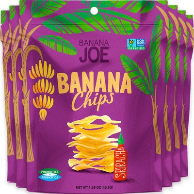 Banana Chips - Dried Bananas Gluten Free Chips (Siracha flavor) Dehydrated Fruits Healthy Chip Snacks For Adults & Kids - Vegan Paleo non gmo Dried Fruits Snacks (Made From 100% Real Banana) 6 Packs