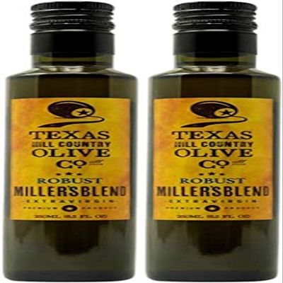 Texas Hill Country Olive Co Miller's Blend Extra Virgin Olive Oil - Cold Pressed EVOO Gourmet Olive Oil - Rich & Robust - Perfect for Dressing & Dipping - Award Winning & Made in Texas (8.5 oz, 2 Pack)