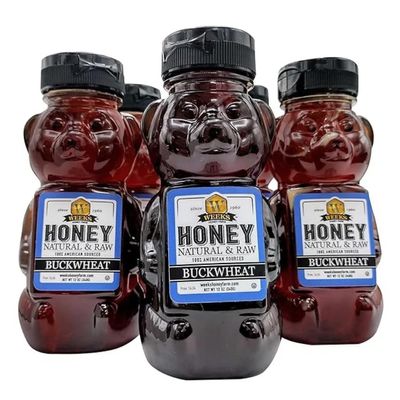 Pure Raw Unfiltered Buckwheat Honey, 12 oz (6 Pack) - Premium Dark American Buckwheat Honey by Weeks Honey Farm | Bold Molasses Flavor