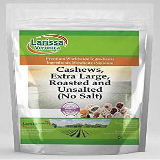 Cashews, Extra Large, Roasted and Unsalted (No Salt) (16 oz, ZIN: 524600) - 2 Pack