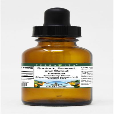 Terravita Burdock, Boneset, and Walnut Formula Glycerite Liquid Extract (1:5) - Strawberry Flavored (1 oz, ZIN: 523782)