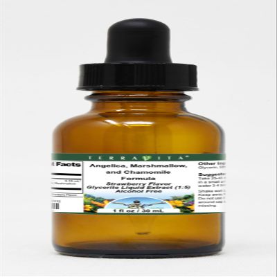 Angelica, Marshmallow, and Chamomile Formula Glycerite Liquid Extract (1:5) - Strawberry Flavored (1 oz, ZIN: 523432)