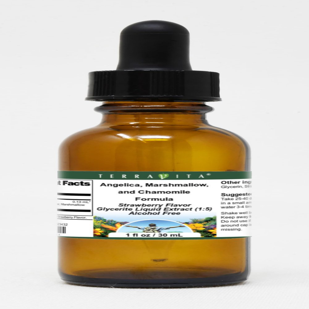 Angelica, Marshmallow, and Chamomile Formula Glycerite Liquid Extract (1:5) - Strawberry Flavored (1 oz, ZIN: 523432)