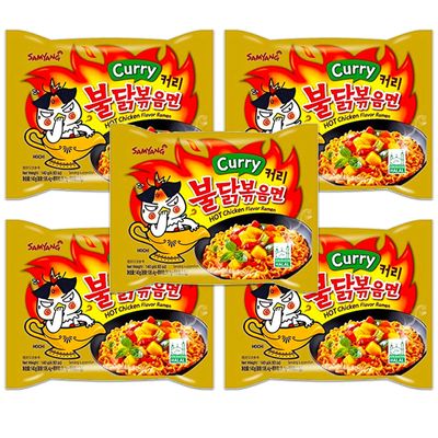 Samyang Ramen Korean Noodles Hot/Mild / Stir Fries/Soups (Buldak Curry.5Pack)