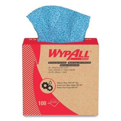 Oil, Grease and Ink Cloths, POP-UP Box, 8 4/5 x 16 4/5, Blue, 100/Box, 5/Carton