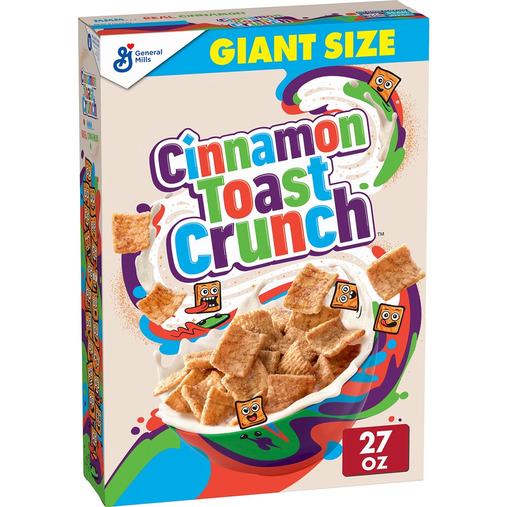Cinnamon Toast Crunch, Breakfast Cereal, Cinnamon Sugar Squares, 27 oz (Pack of 8)
