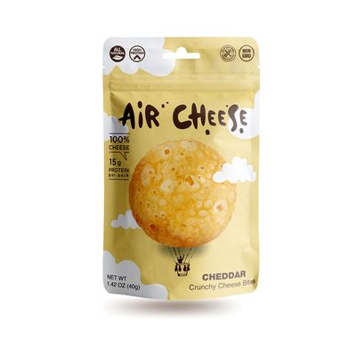 AIR CHEESE Low Carb Keto Friendly Protein Puffs | 15g Protein Per Serving | Crisp, Gluten Free Snack Pack | Real Cheese, No Artificial Flavors (Cheddar, 8 x 1.42 OZ Packs)