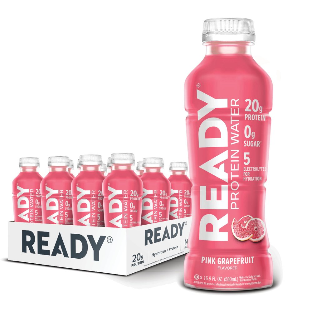 Ready Clear Protein Water 20g Whey Protein Isolate, Zero Sugar, Low-Calorie Sports Drink for Hydration & Recovery Electrolytes, Essential Amino Acids Pink Grapefruit, 16.9 fl oz Bottles (12-Pack)