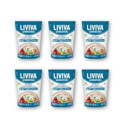 LIVIVA Low Calorie Keto-Certified Organic Rice Shaped Shirataki 14 oz (Pack of 6)
