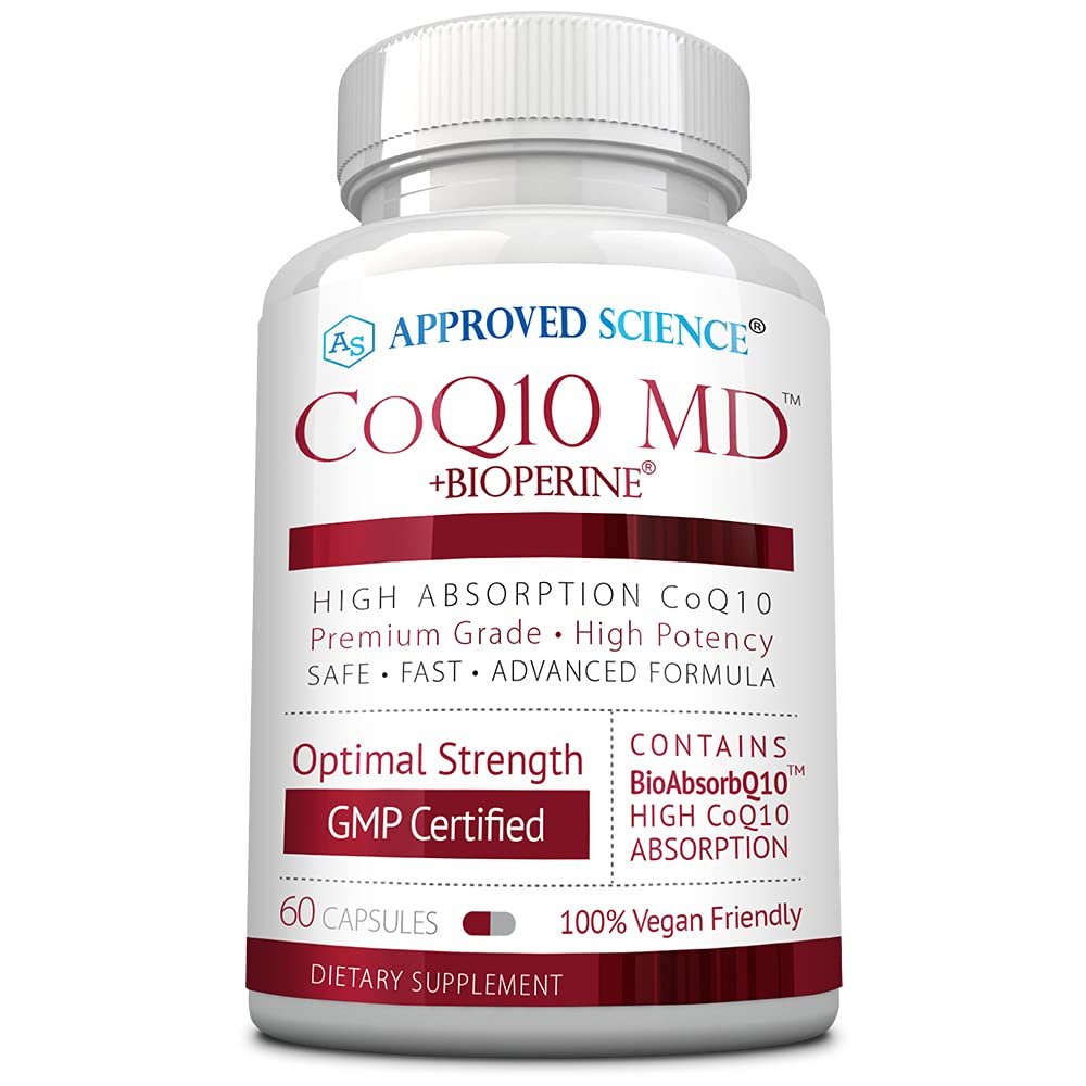 Approved Science CoQ10 MD - Extra Strength Pure CoQ10 300mg with BioPerine for Faster Absorption - Optimal Support Supplement - 60 Vegan Capsules