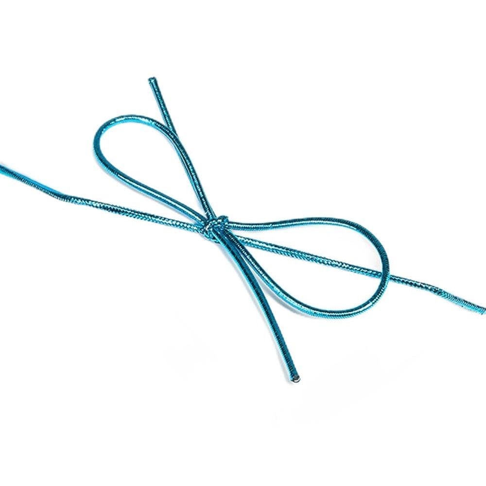 10 Inch Turquoise Blue Metallic Stretch Loops (1/16") (50 Pack)