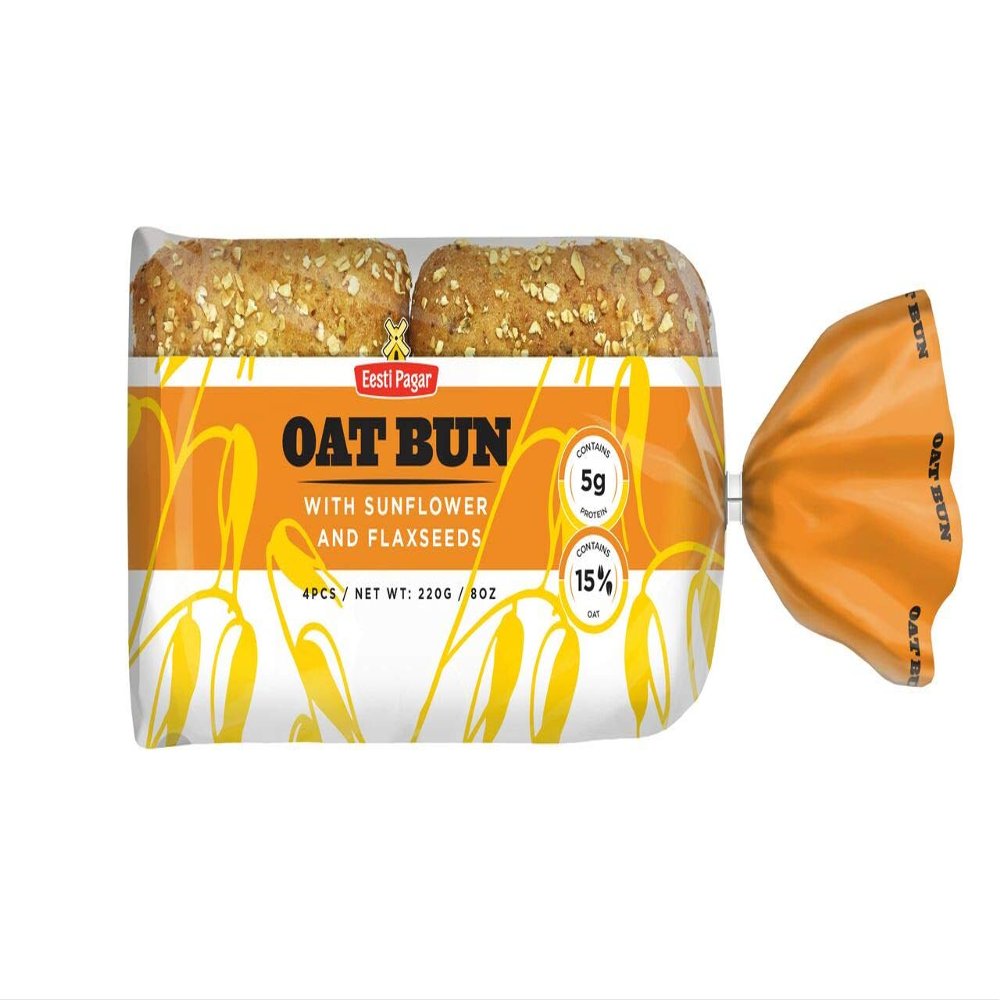 Oat Bun Sandwich 4 x 55g (1.94oz) High in fiber, 15% oat flakes and 9,6% different seeds. Healthy sandwich!