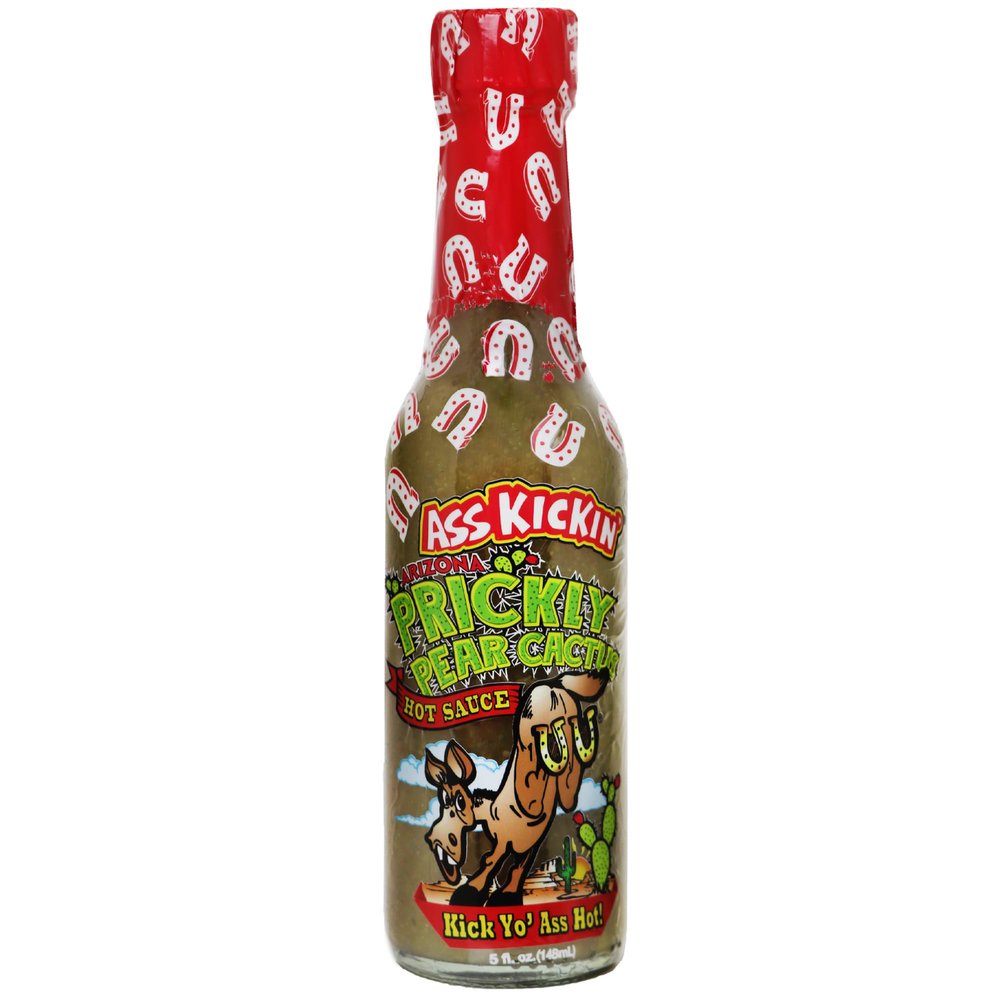 ASS KICKIN' Prickly Pear Cactus Hot Sauce with Green Habanero Peppers - 5 oz  Perfect Habanero Sauce for the Hot Sauce Fan and the Hot Sauce Challenge- Try if you dare!