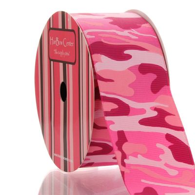 1.5" Pink Camo Grosgrain Ribbon Print 25 Yards