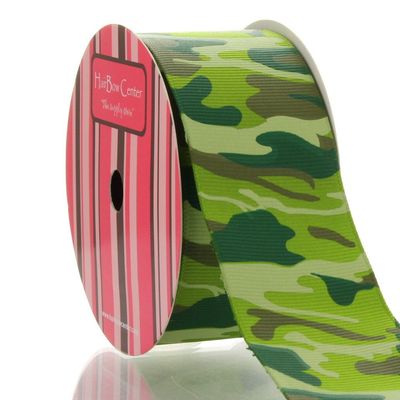 1.5" Green Camo Grosgrain Ribbon Print 25 Yards
