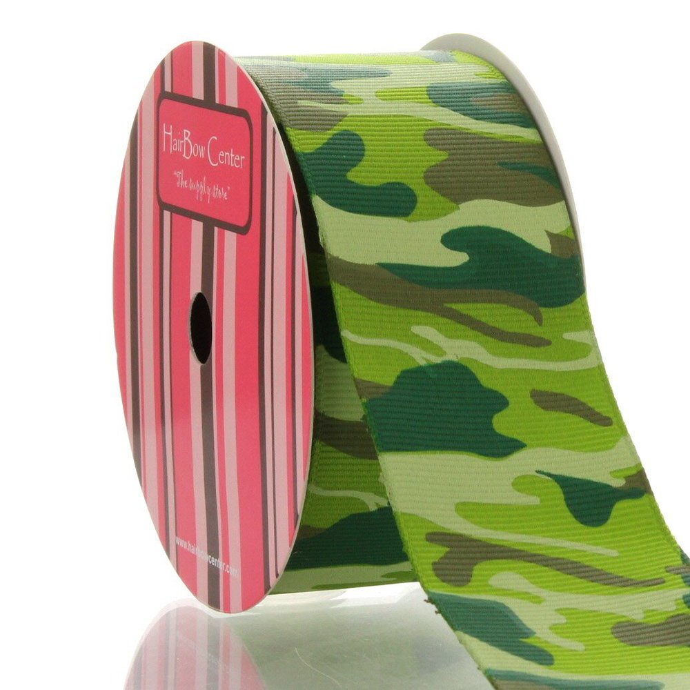 1.5" Green Camo Grosgrain Ribbon Print 25 Yards