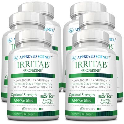 Approved Science Irritab - Natural Digestive Enzyme Support - Total Support - 6 Month Supply