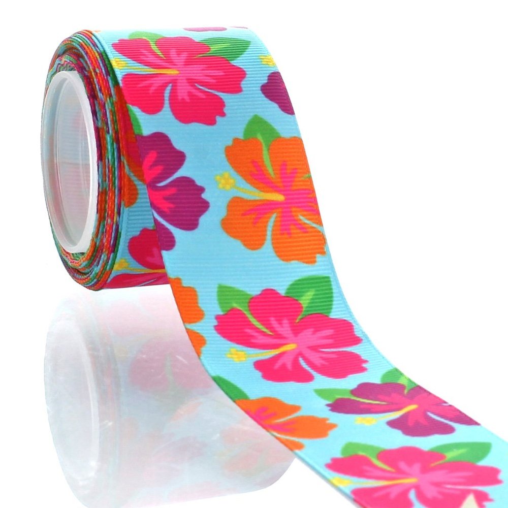 1.5" Summer Hibiscus Grosgrain Ribbon 5yd