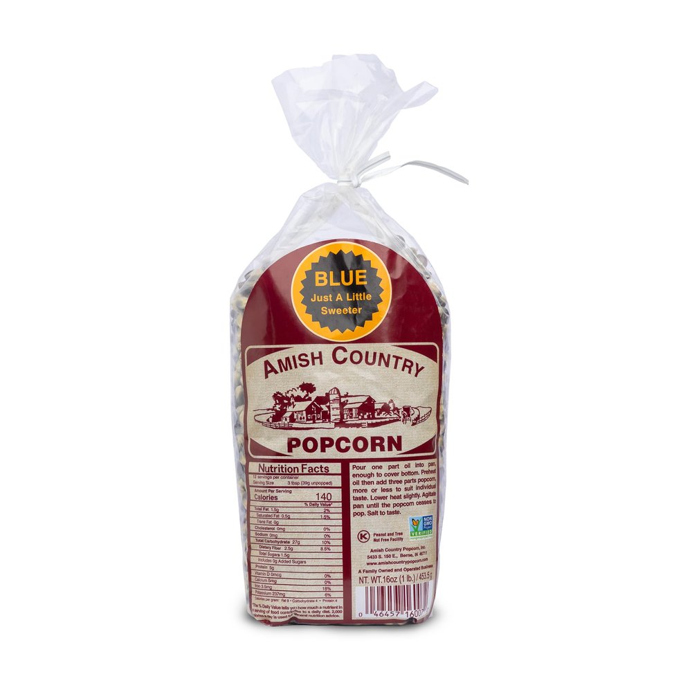 Amish Country Popcorn | 1 lbs Bag | Blue Popcorn Kernels | Old Fashioned, Non-GMO and Gluten Free (Blue - 1 lbs Bag)