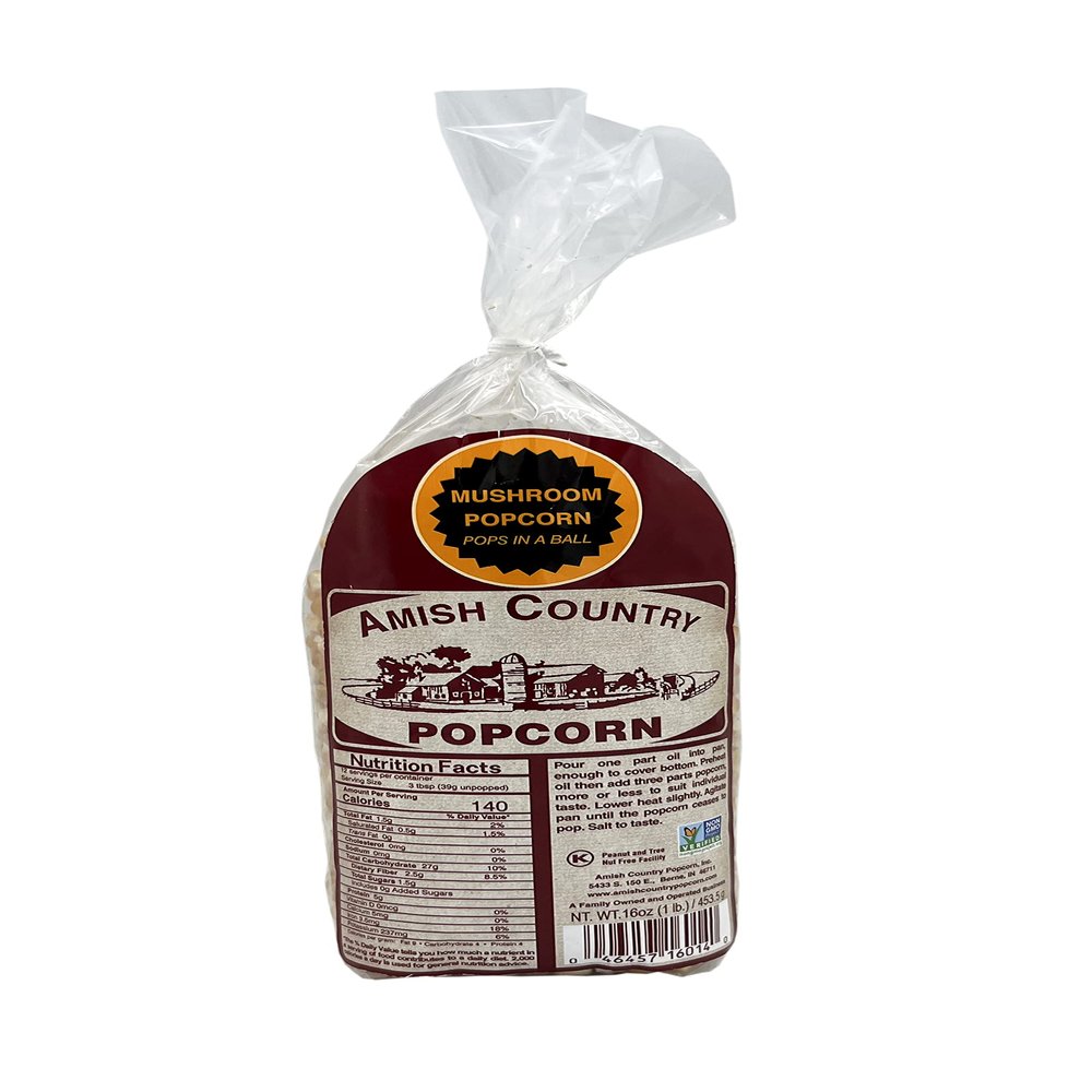 Amish Country Popcorn | 1 Lb Mushroom Kernels | Old Fashioned, Non-GMO and Gluten Free (1lb Bag)