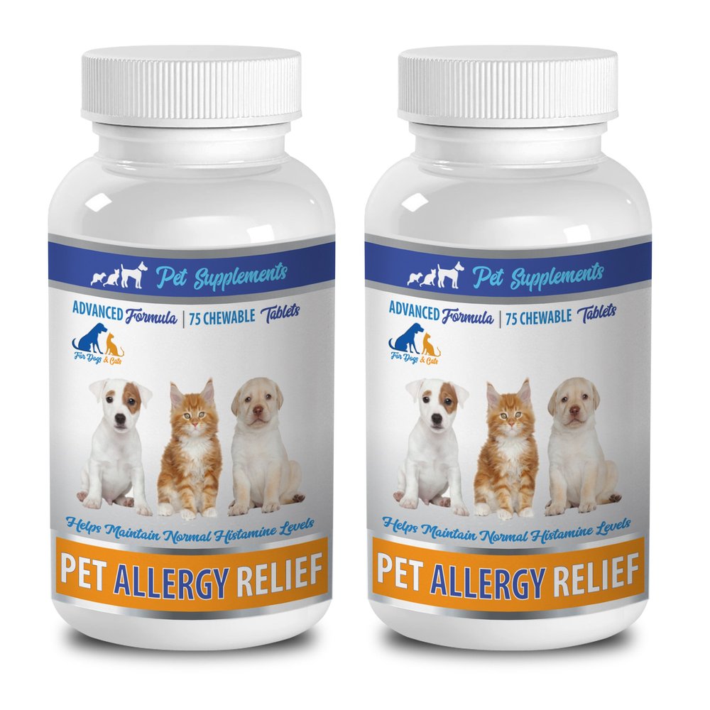 Allergy Pills for Cats - Allergy Relief Pets - for Dogs and Cats - Amazing Formula - Chewy Tablets - cat Skin Allergy - 2 Bottle (150 Chews)
