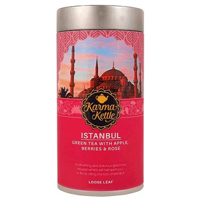 Istanbul, Green tea with apple,berries, rose & hibiscus, Natural Detox, Fruit tea, Berry infused tea, No artificial flavors, Turkish Apple tea, Loose Leaf, 75 gms