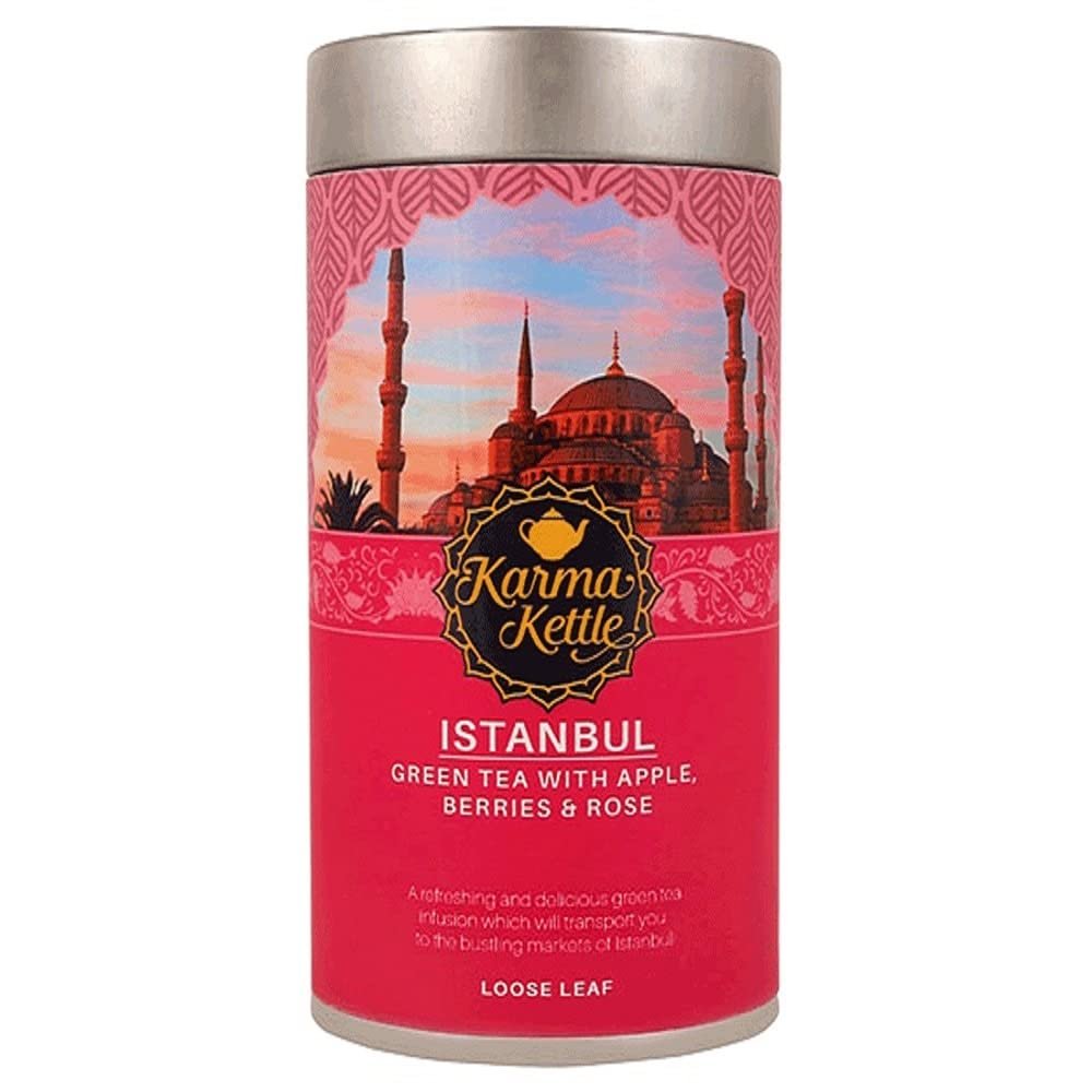 Istanbul, Green tea with apple,berries, rose & hibiscus, Natural Detox, Fruit tea, Berry infused tea, No artificial flavors, Turkish Apple tea, Loose Leaf, 75 gms