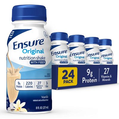 Ensure Original Vanilla Nutrition Shake with Fiber| Meal Replacement Shake | Ready To Drink | 9g Protein, 27 Vitamins and Minerals | 8 fl oz - 24 Pack
