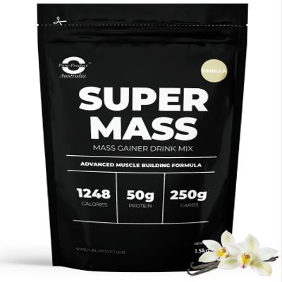 Pure Product Australia - Super Mass Gainer Protein Powder - 50g Protein per Serving, 250g Carbs, Supports Muscle Gain & Recovery, High-Calorie Formula for Energy Boost - Vanilla 6kg (13.2 lbs)