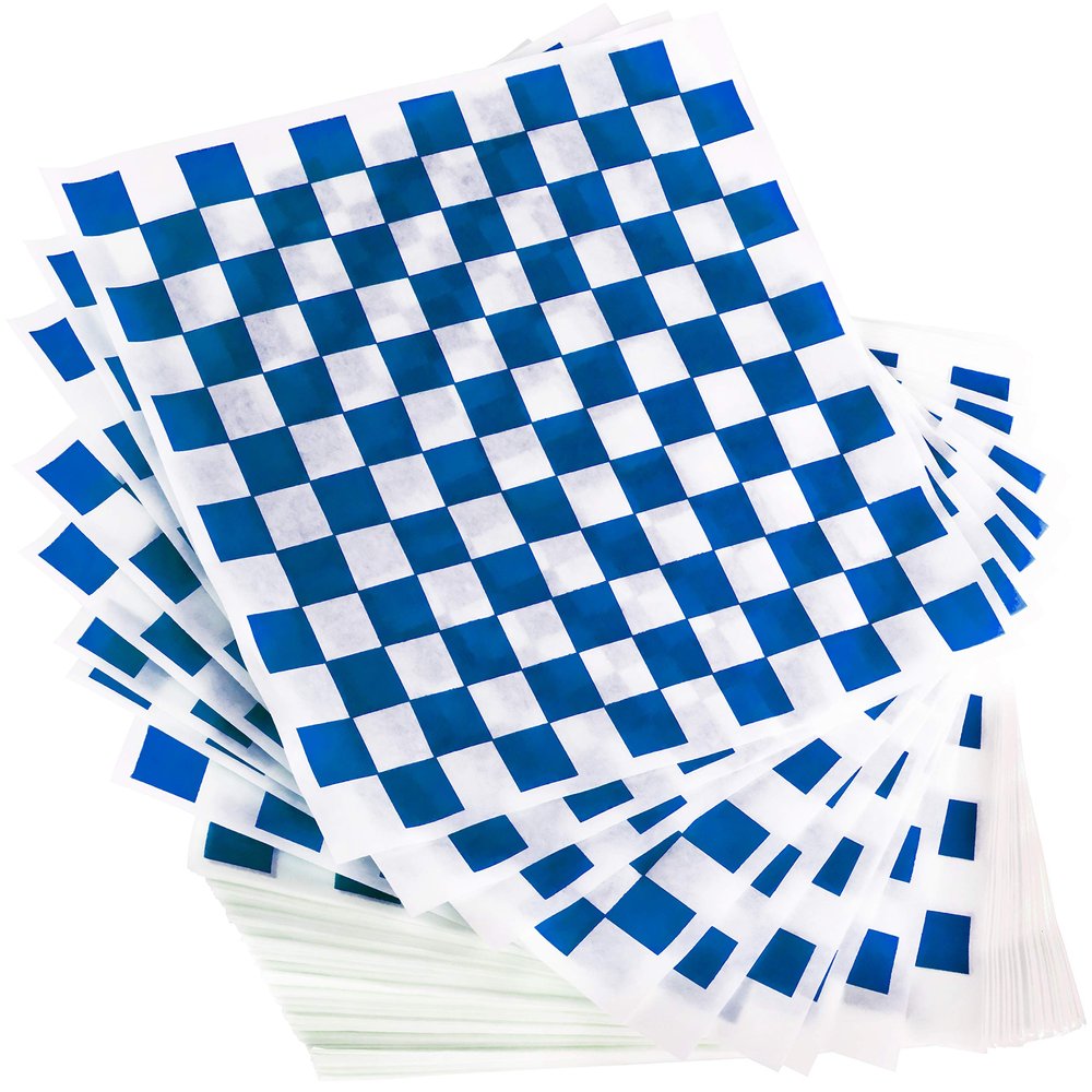 Avant Grub Deli Paper 300 Sheets. Turn Your Backyard Cookout Party into Oktoberfest with Blue & White Checkered Food Wrapping Papers. Grease-Resistant 12x12 Sandwich Wrap Prevents Food Stains!