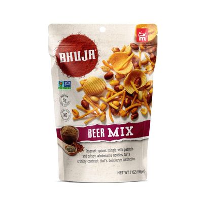 Bhuja Majans Beer Mix Snack Mix, 7 oz | Spiced Crunchy Peanuts & Crispy Noodles | Non-GMO, Vegan Friendly | 6g Protein per Serving | No Added MSG, No Artificial Colors, Flavors or Preservatives | Made in Australia