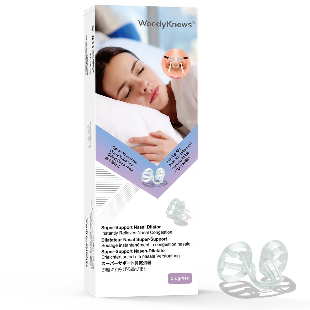 WoodyKnows Super-Support Nasal Dilator, Improves Sleep and Sports Airflow, Nasal Congestion and Nose-Related snoring aid (M 4Pack)