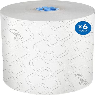 Scott Hard 7 1/2" Roll Towels, 1,150', 70% Recycled, White, 115 Sheets Per Roll, Pack Of 6 Rolls