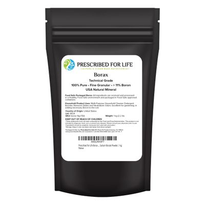 Prescribed For Life Borax Powder, Household Laundry Booster, Slime Activator & Multipurpose Cleaning Powder, All Natural Sodium Borate (1kg / 2.2lb)