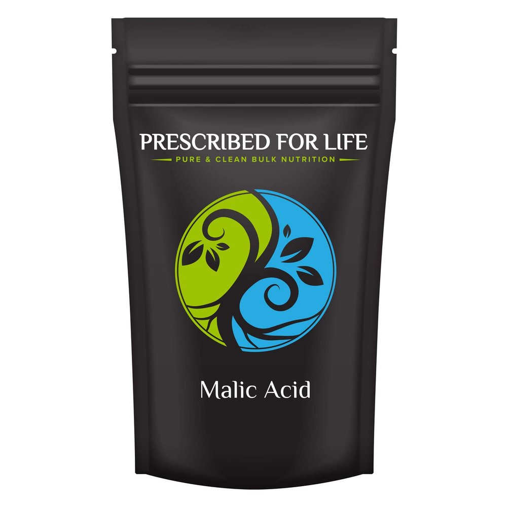 Prescribed For Life Malic Acid Powder | USP Food Grade Powdered Malic Acid (DL) for Flavoring Food & Beverages | Unbleached, Gluten Free, Vegan, Non-GMO, Soy Free (1 kg)