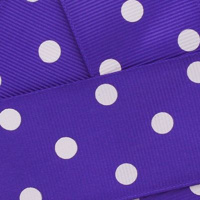 1.5" Grosgrain Ribbon White Dots 470 Regal Purple 5yd