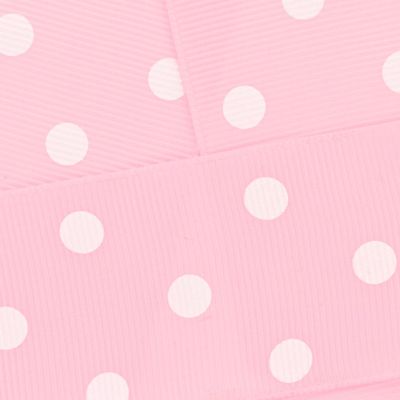 1.5" Grosgrain Ribbon White Dots 117 Light Pink 100yd