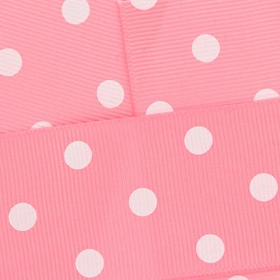 1.5" Grosgrain Ribbon White Dots 150 Pink 25yd