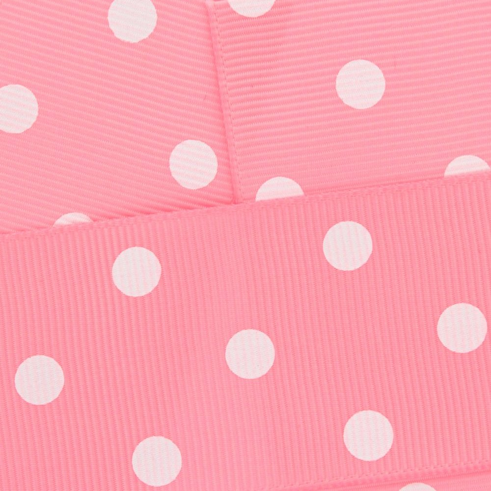 1.5" Grosgrain Ribbon White Dots 150 Pink 25yd