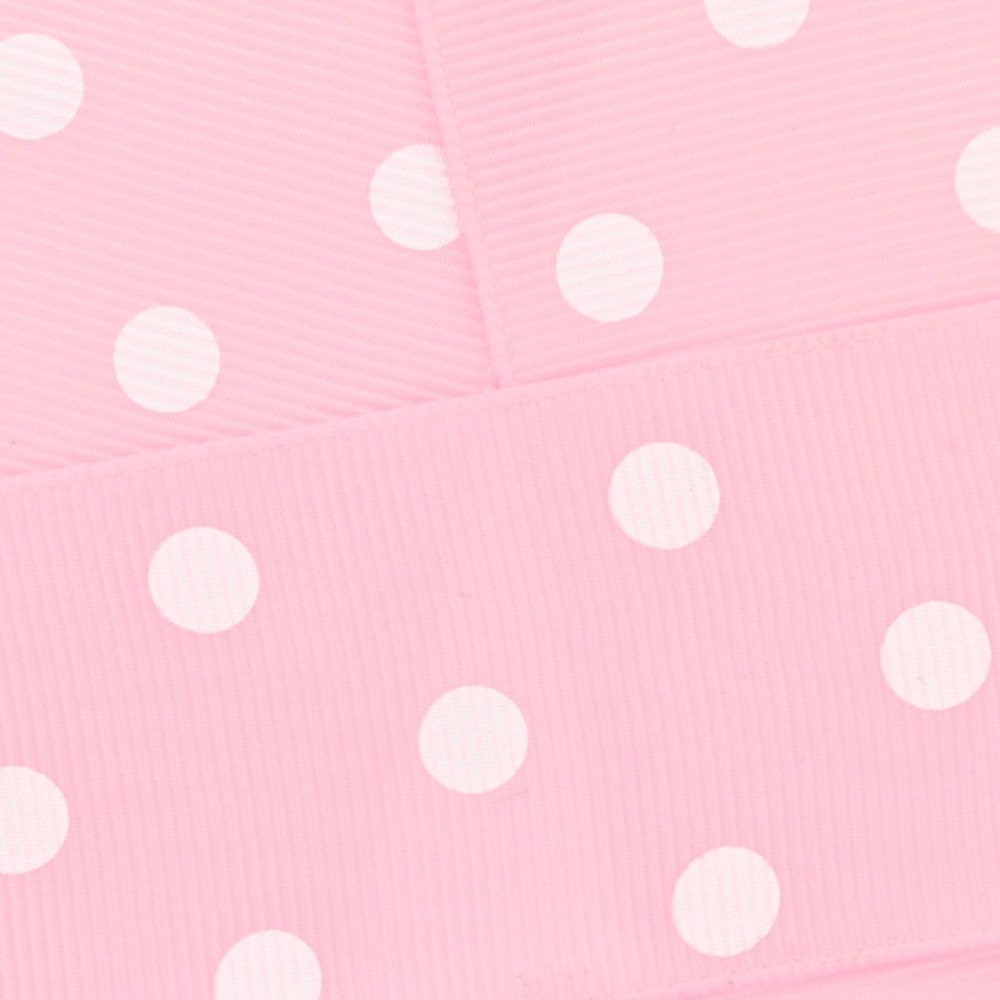 1.5" Grosgrain Ribbon White Dots 117 Light Pink 5yd