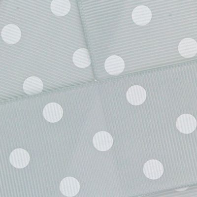1.5" Grosgrain Ribbon White Dots 007 Grey 25yd