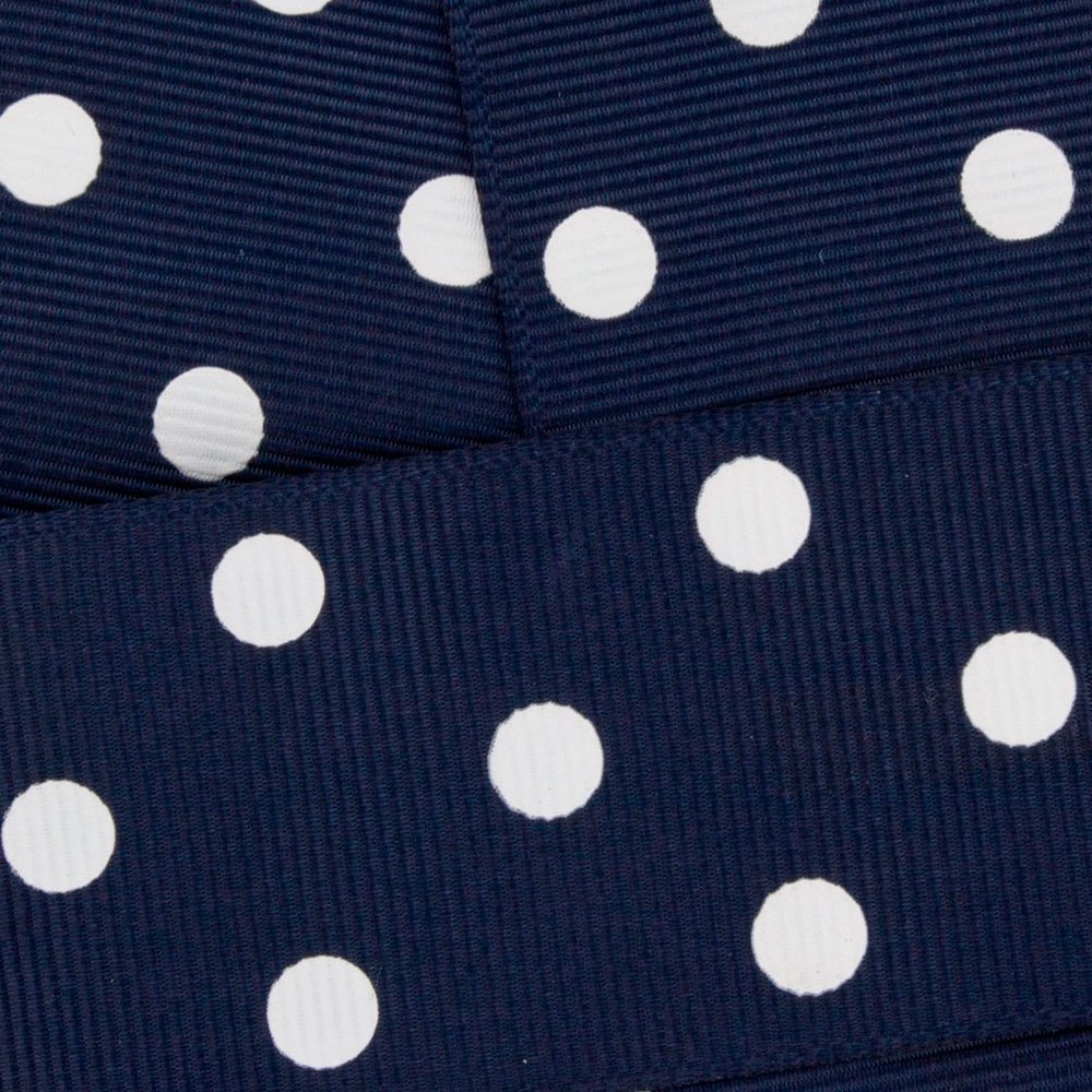 1.5" Grosgrain Ribbon White Dots 370 Navy 25yd