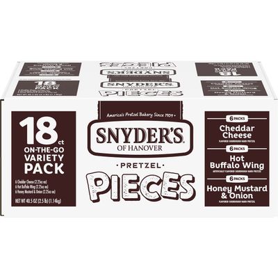 Snyder's of Hanover Pretzel Pieces, Variety Pack of Pretzels Individual Packs, 2.25 Oz, 18 Ct (Pack of 18)