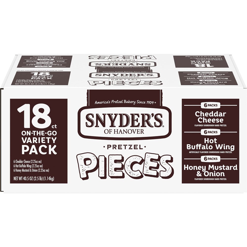 Snyder's of Hanover Pretzel Pieces, Variety Pack of Pretzels Individual Packs, 2.25 Oz, 18 Ct (Pack of 18)
