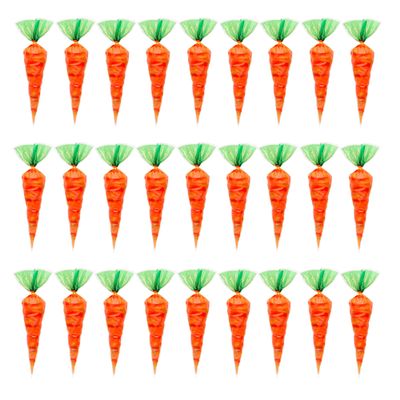 Chris.W Cellophane Carrot Shaped Goody Bags, 100Pcs Easter Cellophane Treat Bags for Lollipop Candy Cake Pop Chocolate Cookie Wrapping Buffet